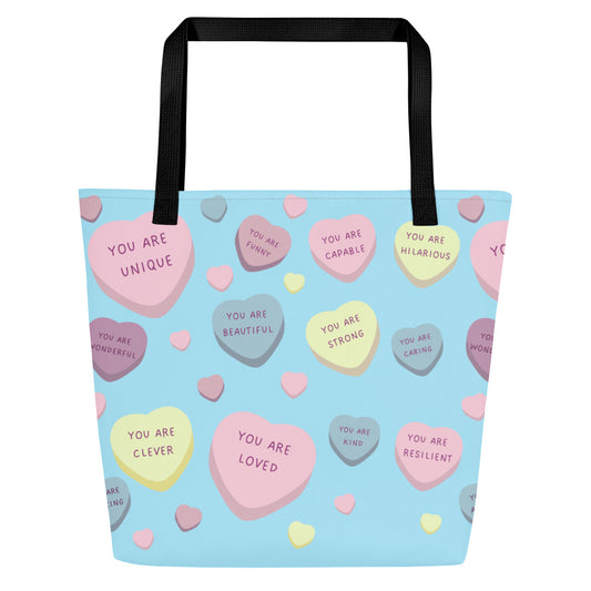 Love heart affirmations - All-Over Print Large Tote Bag