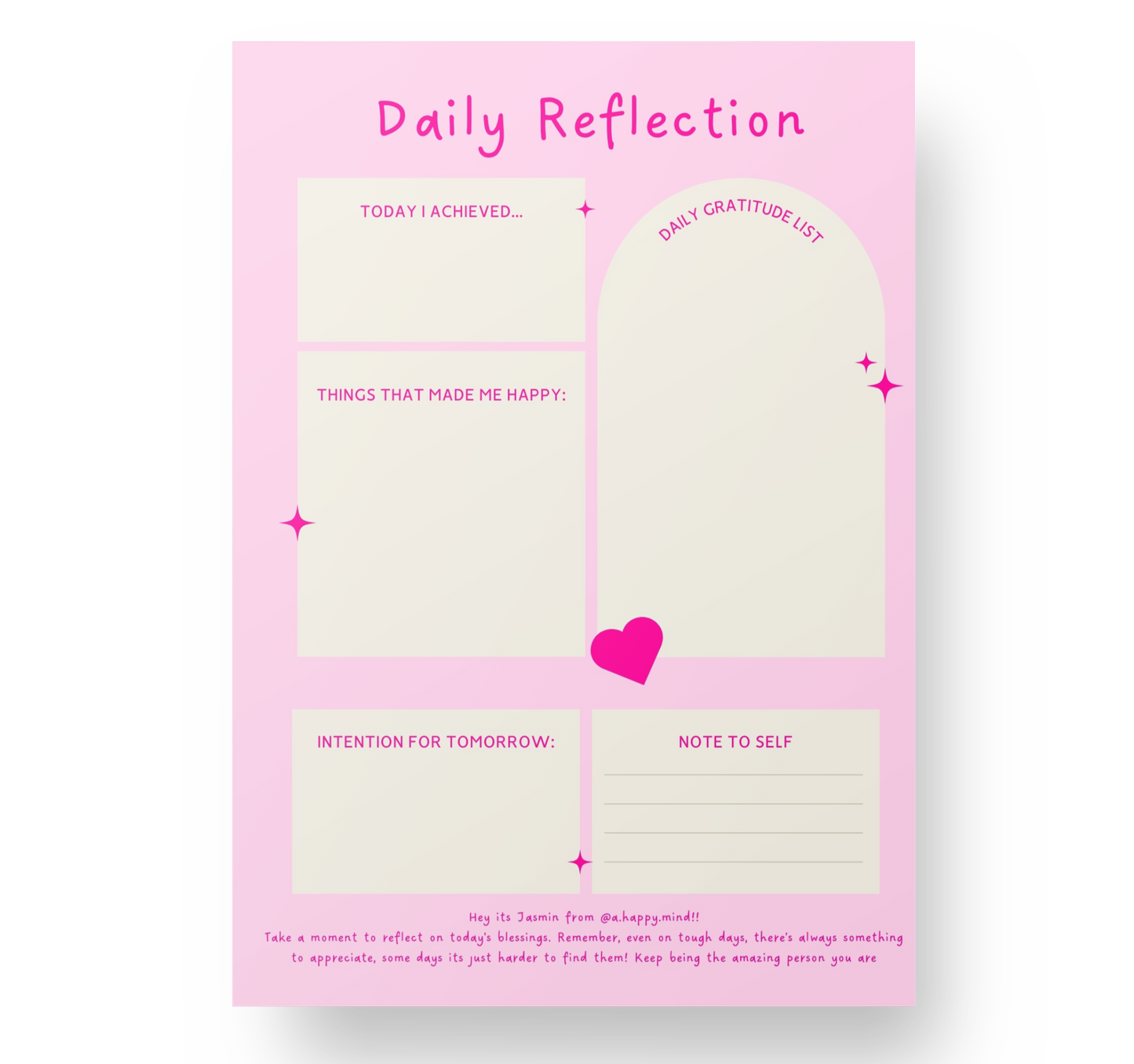 Daily reflection journal page- Digital Download